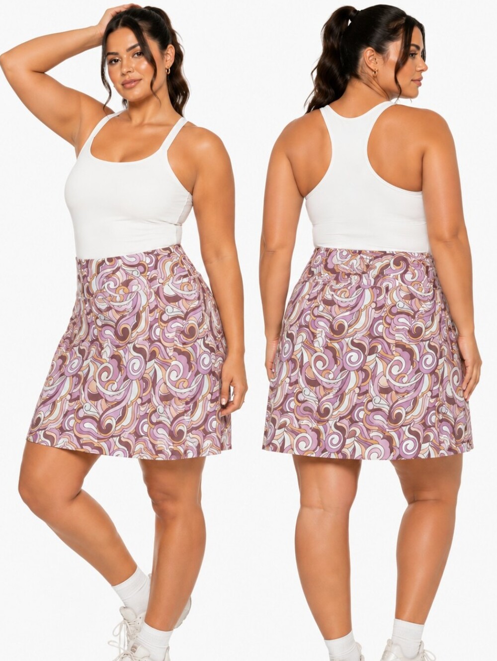 Nwt Kensie Bubblegum Retro Swirl Performance Skort Stretch Tennis Golf Skirt